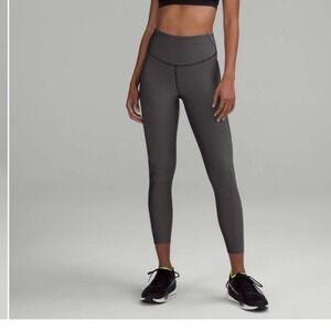 Lululemon Base Pace High-Rise Tight 25" Two-Tone Ribbed Black Gray Size 4